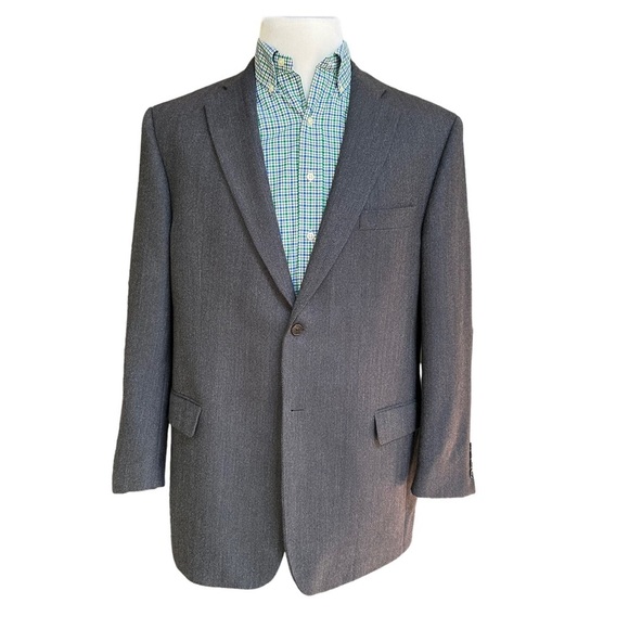 Joseph & Feiss Men's‎ 100% 44R Lambswool Tweed Two Button Dark Grey Sport Jacket